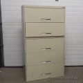 Beige 5 Drawer Flip Front Lateral File Cabinet